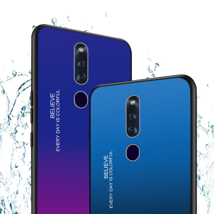For OPPO F11 Pro Gradient Color Glass Case(Sky Blue)