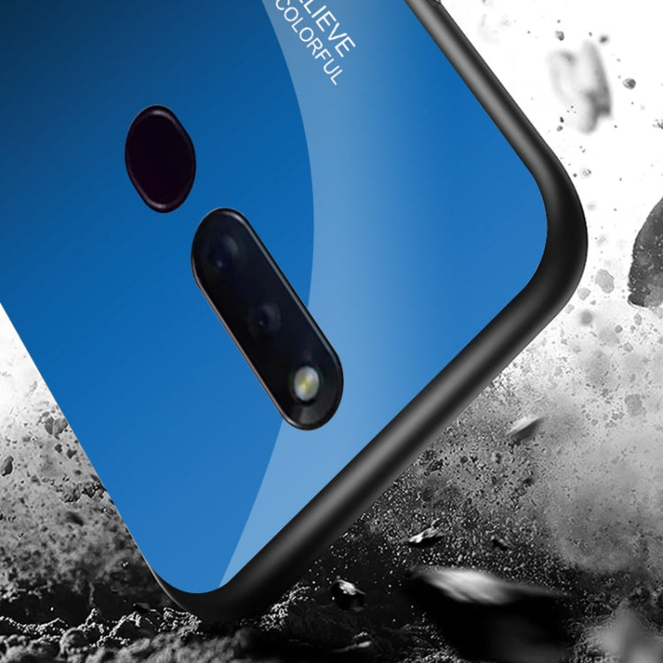 For OPPO F11 Pro Gradient Color Glass Case(Sky Blue)