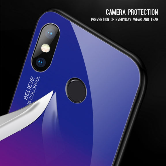 For Xiaomi Redmi Note 5 Pro Gradient Color Glass Case(Purple)