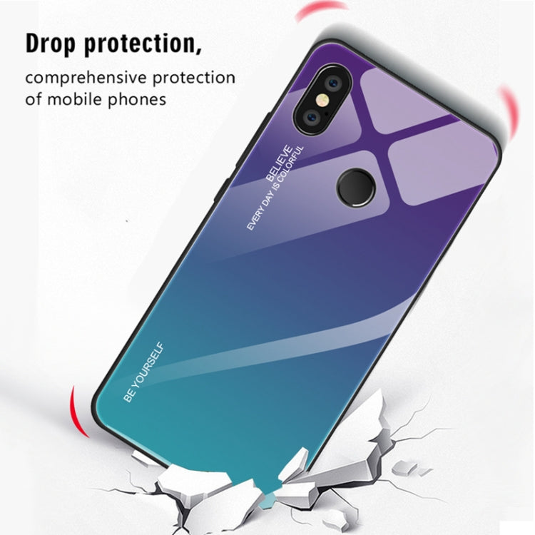 For Xiaomi Redmi Note 5 Pro Gradient Color Glass Case(Purple)
