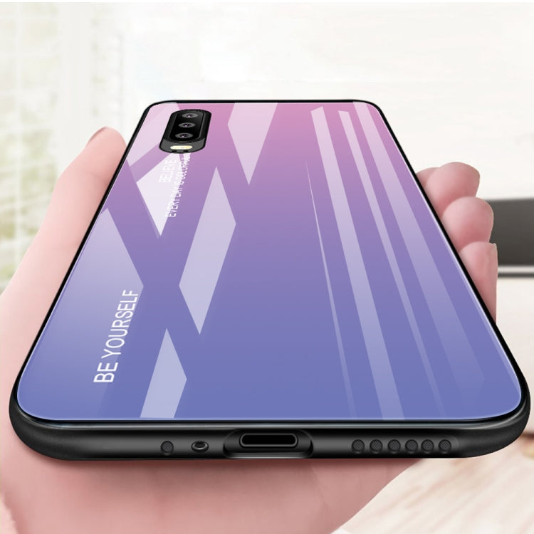 For Huawei P30 Gradient Color Glass Case(Blue)