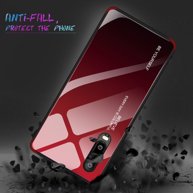 For Huawei P30 Gradient Color Glass Case(Blue)