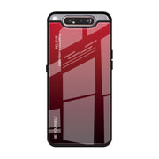 For Galaxy A80 Gradient Color Glass Case(Red)