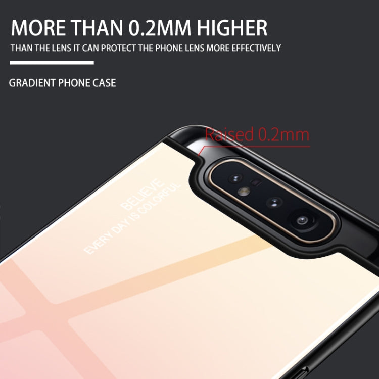 For Galaxy A80 Gradient Color Glass Case(Red)
