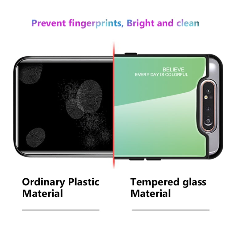 For Galaxy A80 Gradient Color Glass Case(Red)