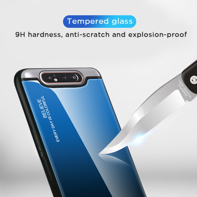 For Galaxy A80 Gradient Color Glass Case(Red)