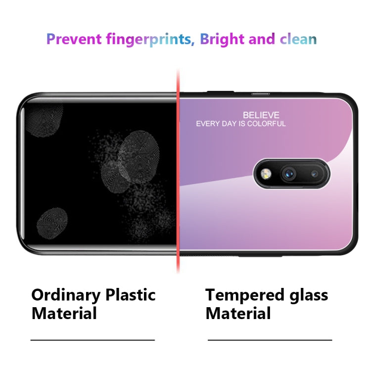 For OnePlus 7 Gradient Color Glass Case(Blue)