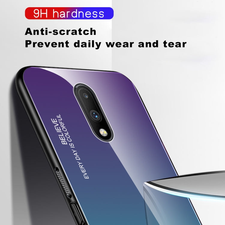 For OnePlus 7 Gradient Color Glass Case(Blue)