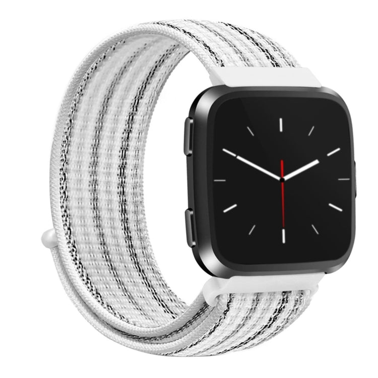For Fitbit Versa 1 / 2 Universal Nylon Strap Watch Band(White Pinstripe)