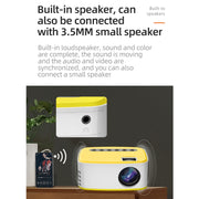T20 320x240 400 Lumens Portable Home Theater LED HD Digital Projector, Same Screen Version, EU Plug(White Yellow)
