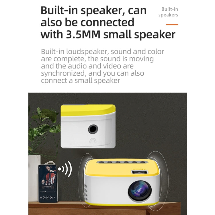 T20 320x240 400 Lumens Portable Home Theater LED HD Digital Projector, Same Screen Version, AU Plug(Black White)