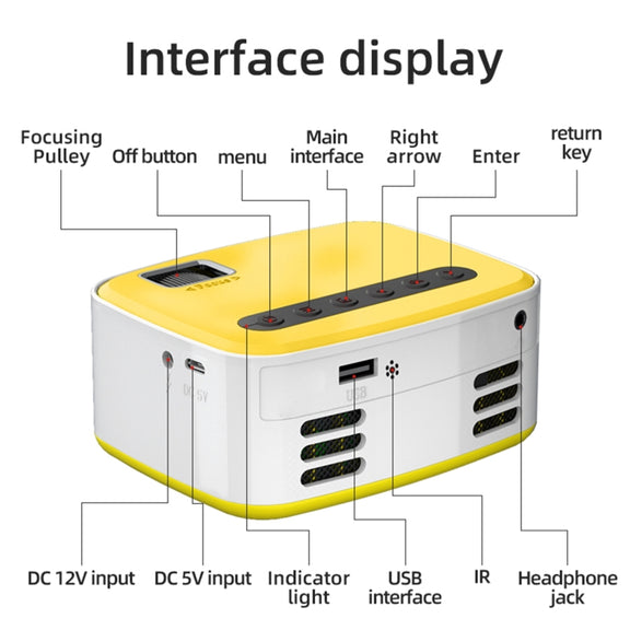 T20 320x240 400 Lumens Portable Home Theater LED HD Digital Projector, Same Screen Version, AU Plug(Black White)