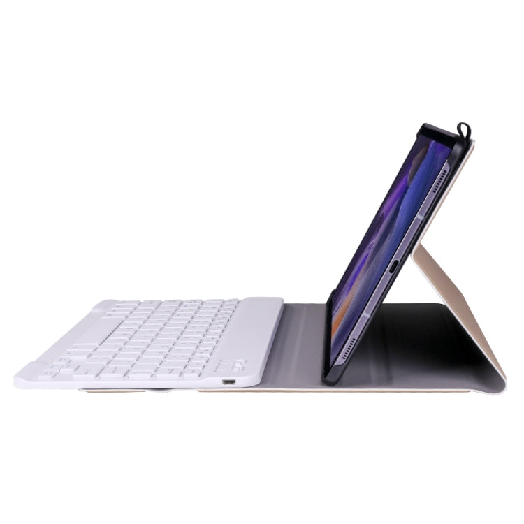 A08 Ultra-thin Bluetooth Keyboard Leather Case For Samsung Galaxy Tab A8 2021 SM-X205 / SM-X200(Gold)