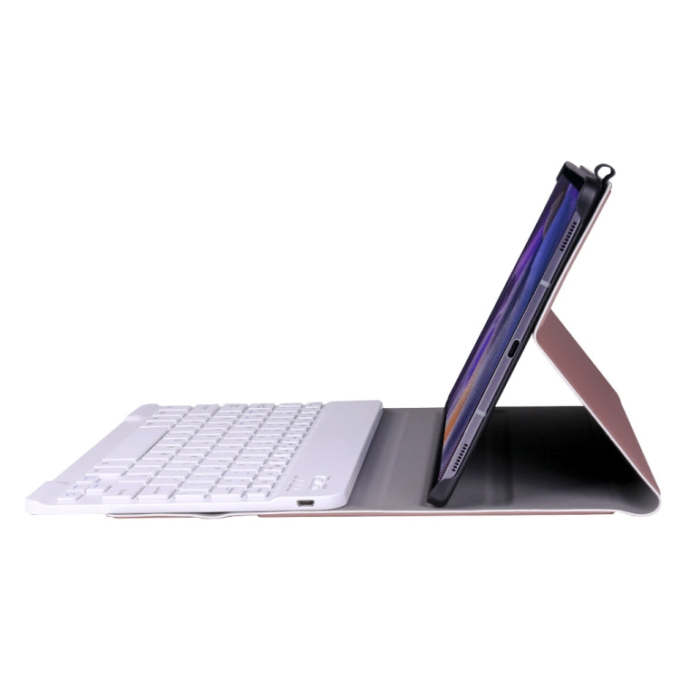 A08 Ultra-thin Bluetooth Keyboard Leather Case For Samsung Galaxy Tab A8 2021 SM-X205 / SM-X200(Rose Gold)