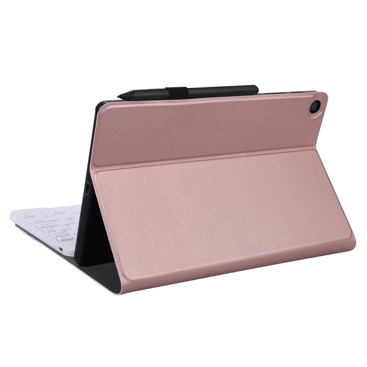 A08 Ultra-thin Bluetooth Keyboard Leather Case For Samsung Galaxy Tab A8 2021 SM-X205 / SM-X200(Rose Gold)