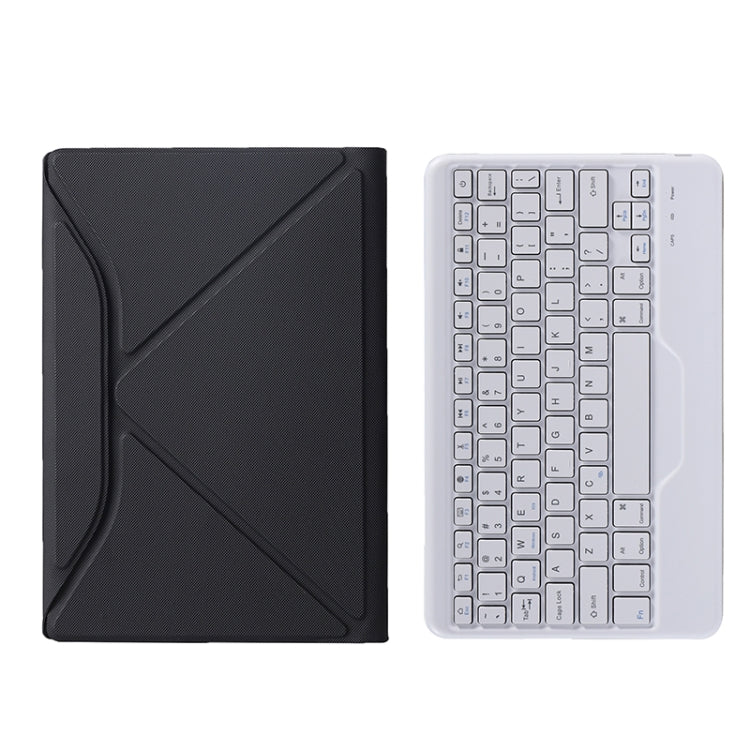 BA08 Diamond Texture Bluetooth Keyboard Leather Case with Triangle Back Support For Samsung Galaxy Tab A8 2021 SM-X205 / SM-X200(Black + White)