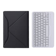BA08 Diamond Texture Bluetooth Keyboard Leather Case with Triangle Back Support For Samsung Galaxy Tab A8 2021 SM-X205 / SM-X200(Black + White)