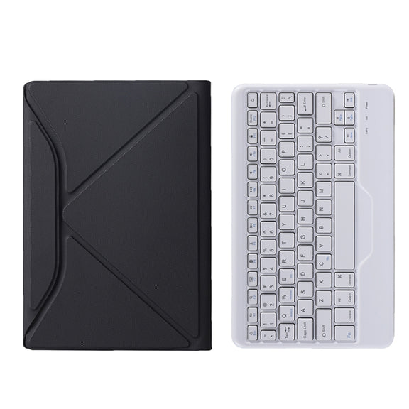 BA08 Diamond Texture Bluetooth Keyboard Leather Case with Triangle Back Support For Samsung Galaxy Tab A8 2021 SM-X205 / SM-X200(Black + White)