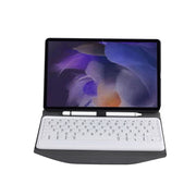 BA08 Diamond Texture Bluetooth Keyboard Leather Case with Triangle Back Support For Samsung Galaxy Tab A8 2021 SM-X205 / SM-X200(Black + White)