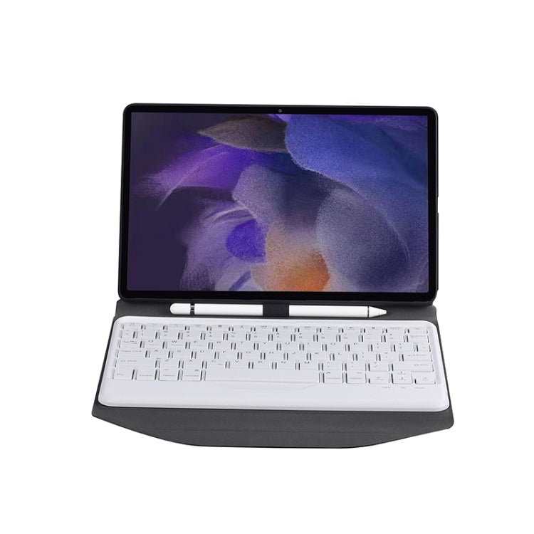 BA08 Diamond Texture Bluetooth Keyboard Leather Case with Triangle Back Support For Samsung Galaxy Tab A8 2021 SM-X205 / SM-X200(Black + White)