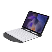BA08 Diamond Texture Bluetooth Keyboard Leather Case with Triangle Back Support For Samsung Galaxy Tab A8 2021 SM-X205 / SM-X200(Black + White)