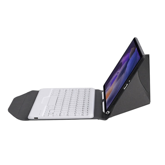 BA08 Diamond Texture Bluetooth Keyboard Leather Case with Triangle Back Support For Samsung Galaxy Tab A8 2021 SM-X205 / SM-X200(Black + White)