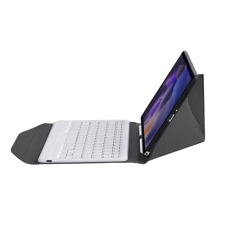 BA08 Diamond Texture Bluetooth Keyboard Leather Case with Triangle Back Support For Samsung Galaxy Tab A8 2021 SM-X205 / SM-X200(Black + White)