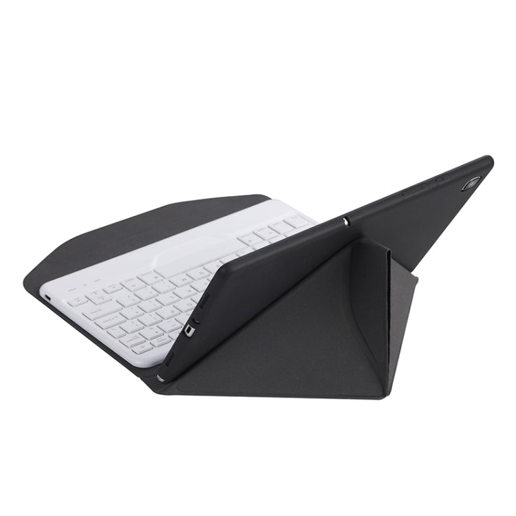 BA08 Diamond Texture Bluetooth Keyboard Leather Case with Triangle Back Support For Samsung Galaxy Tab A8 2021 SM-X205 / SM-X200(Black + White)