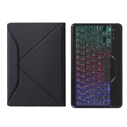 BA08S Backlight Diamond Texture Bluetooth Keyboard Leather Case with Triangle Back Support For Samsung Galaxy Tab A8 2021 SM-X205 / SM-X200(Black + Black)
