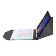 BA08S Backlight Diamond Texture Bluetooth Keyboard Leather Case with Triangle Back Support For Samsung Galaxy Tab A8 2021 SM-X205 / SM-X200(Black + White)