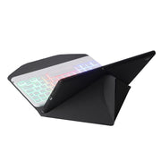 BA08S Backlight Diamond Texture Bluetooth Keyboard Leather Case with Triangle Back Support For Samsung Galaxy Tab A8 2021 SM-X205 / SM-X200(Black + White)