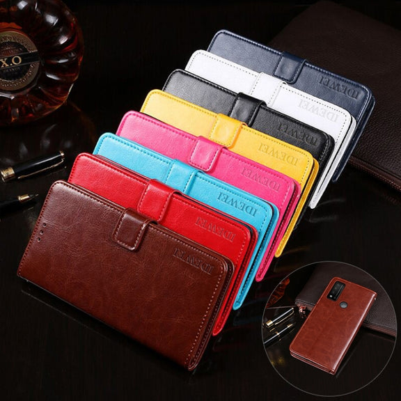 For TCL 20 R 5G idewei Crazy Horse Texture Leather Phone Case(Red)