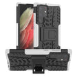 For Samsung Galaxy S22 Ultra 5G Tire Texture TPU + PC Phone Case with Holder(White) - Galaxy S22 Ultra 5G Cases by PMC TechLife | Online Shopping South Africa | PMC TechLife