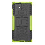 For Samsung Galaxy S22 Ultra 5G Tire Texture TPU + PC Phone Case with Holder(Green)