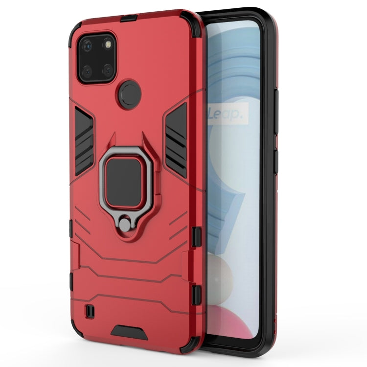 For OPPO Realme C21Y Shockproof PC + TPU Protective Case with Magnetic Ring Holder(Red)
