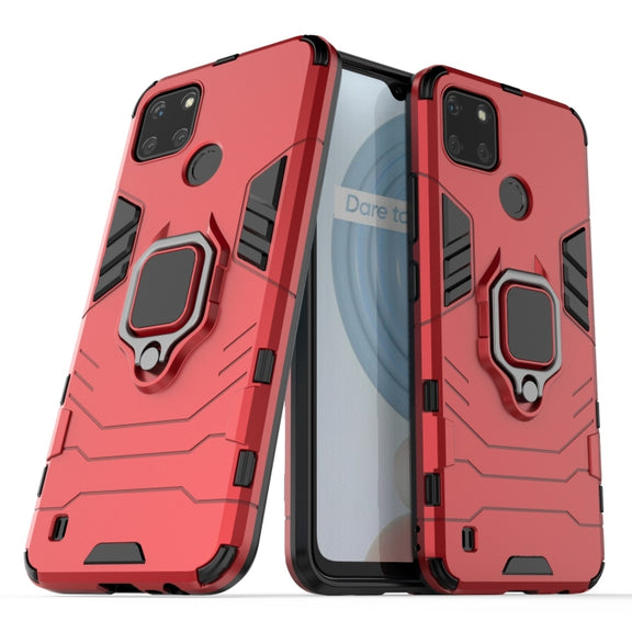 For OPPO Realme C21Y Shockproof PC + TPU Protective Case with Magnetic Ring Holder(Red)