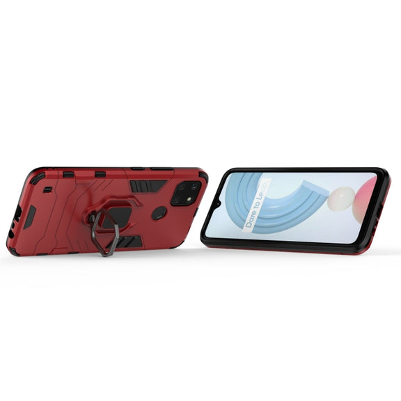 For OPPO Realme C21Y Shockproof PC + TPU Protective Case with Magnetic Ring Holder(Red)