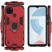 For OPPO Realme C21Y Shockproof PC + TPU Protective Case with Magnetic Ring Holder(Red)