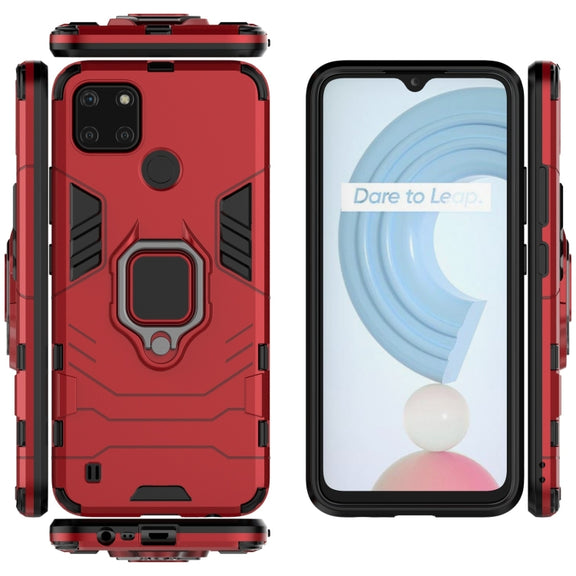For OPPO Realme C21Y Shockproof PC + TPU Protective Case with Magnetic Ring Holder(Red)