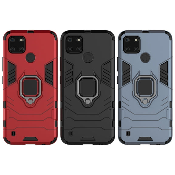 For OPPO Realme C21Y Shockproof PC + TPU Protective Case with Magnetic Ring Holder(Red)