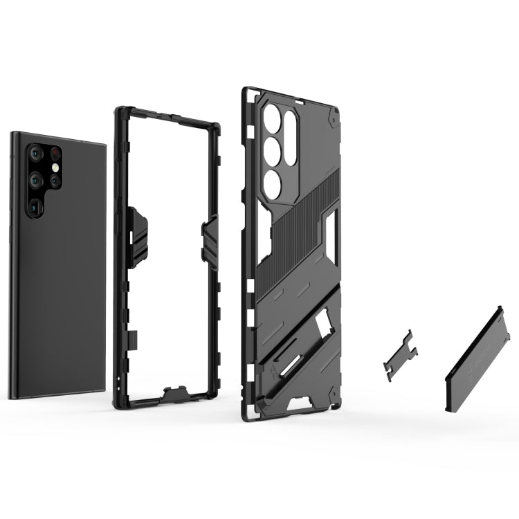For Samsung Galaxy S22 Ultra 5G Punk Armor 2 in 1 PC + TPU Shockproof Phone Case with Invisible Holder(White)