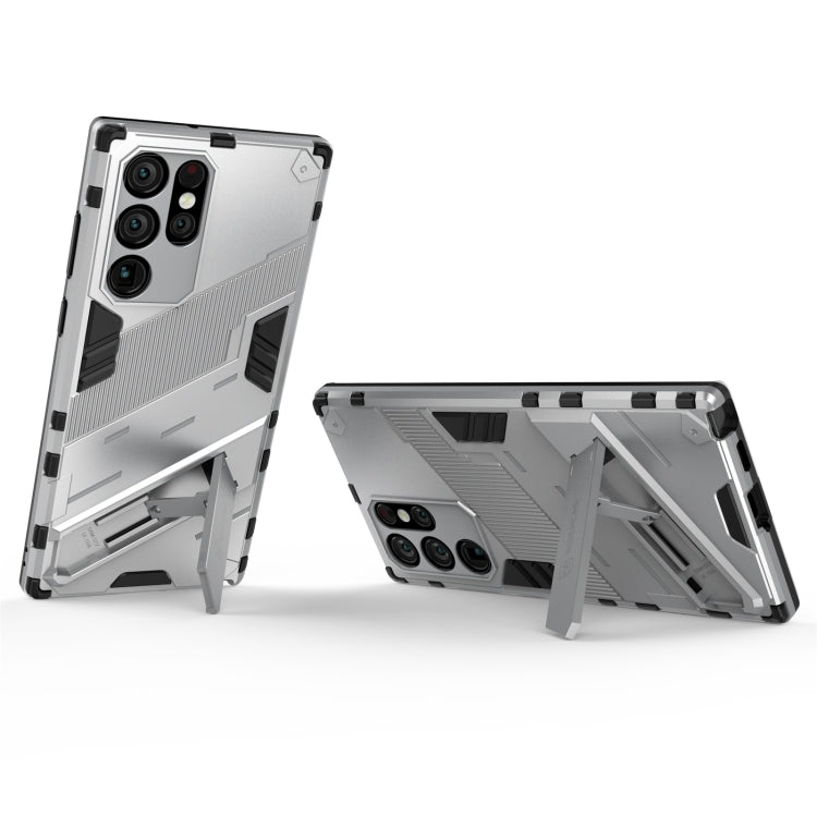 For Samsung Galaxy S22 Ultra 5G Punk Armor 2 in 1 PC + TPU Shockproof Phone Case with Invisible Holder(White)