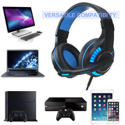 SADES MH603 3.5mm Port Adjustable Gaming Headset with Microphone(Black Blue)