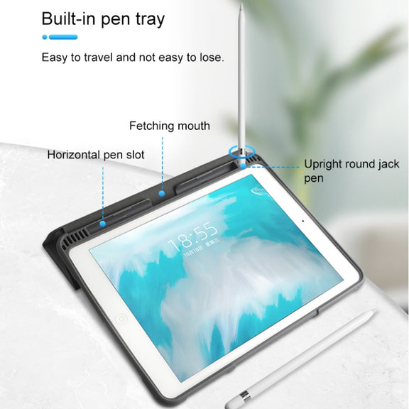 For iPad 10.2 Mutural Horizontal Flip PC + TPU + PU Leather Case with Holder & Pen Slot(Red)