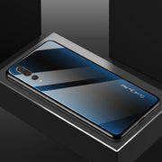 For Huawei P20 Pro Texture Gradient Glass Protective Case(Blue)