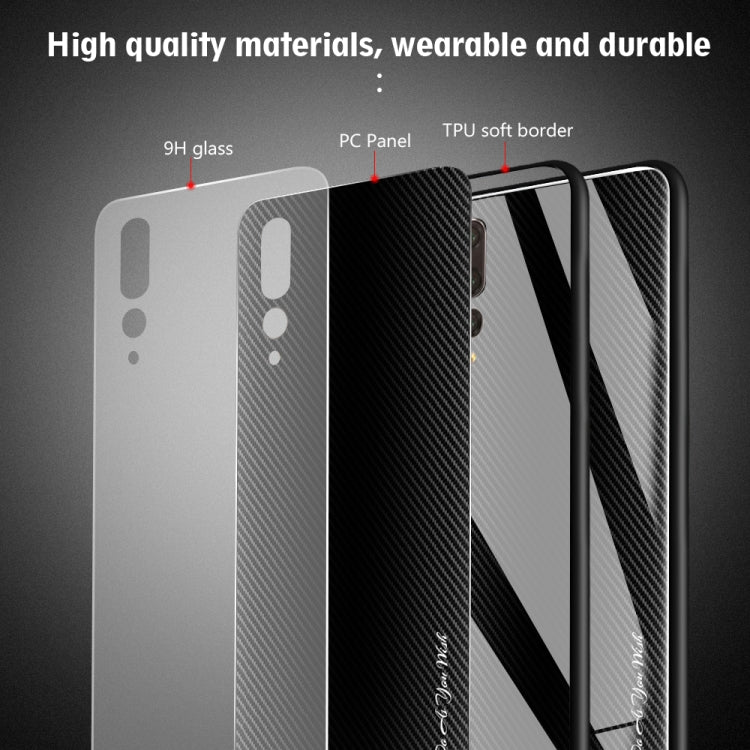 For Huawei P20 Pro Texture Gradient Glass Protective Case(Blue)