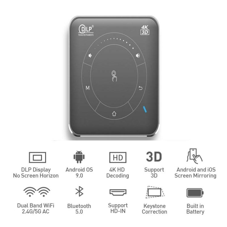 P11 854x480 DLP Smart Projector With Infrared Remote Control, Android 9.0, 4GB+32GB, US Plug