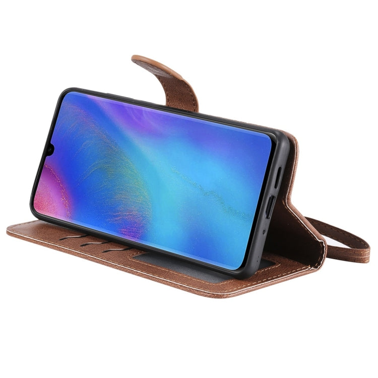 For Huawei P30 Pro Solid Color Horizontal Flip Protective Case with Holder & Card Slots & Wallet & Photo Frame & Lanyard(Brown)