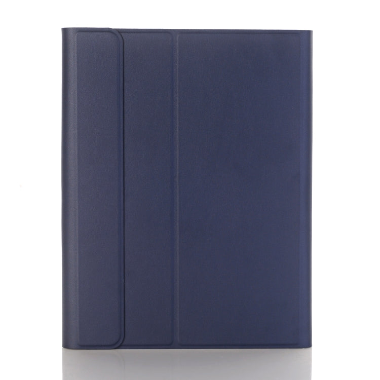A07B-A Lambskin Texture Square Keycap Bluetooth Keyboard Leather Case with Touch Control For iPad 9.7 2018 & 2017 / Pro 9.7 inch / Air 2(Blue)