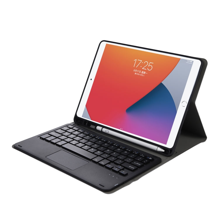 A07B-A Lambskin Texture Square Keycap Bluetooth Keyboard Leather Case with Touch Control For iPad 9.7 2018 & 2017 / Pro 9.7 inch / Air 2(Blue)